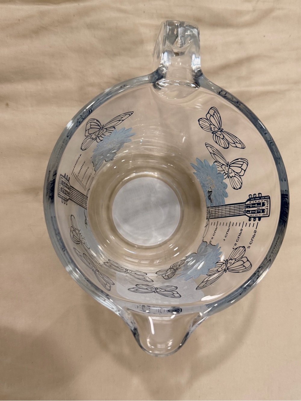 Dolly Parton Blue Floral Butterfly GLASS Measuring Cup - 2 cup - Picture 5 of 6